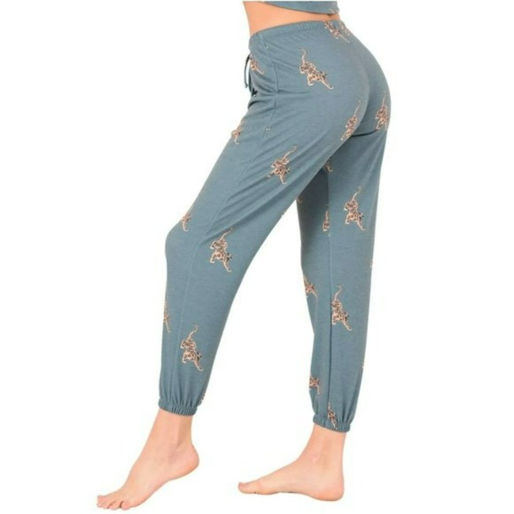 NWT ONZIE Soft French Terry Pale Cacti Tiger Sweatpants - Picture 4 of 9